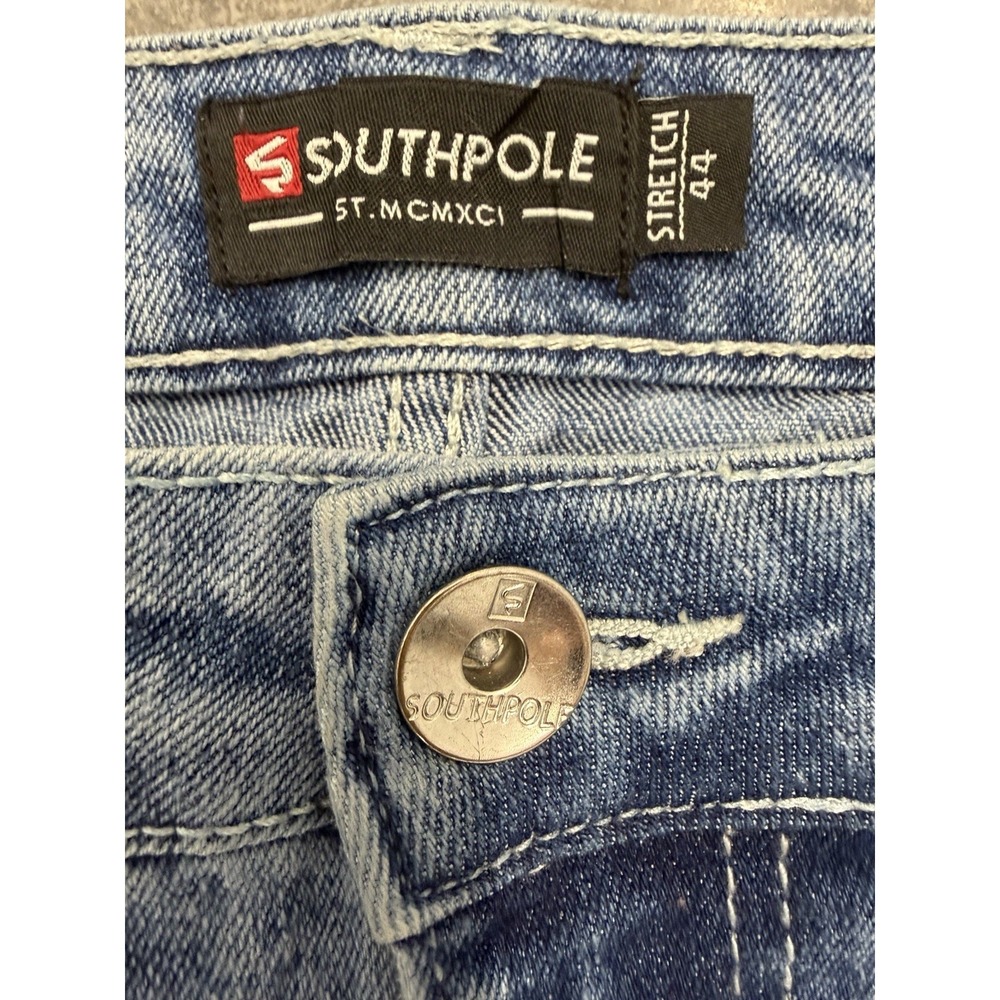 Southpole Jeans Men's Sz 44 Moto Skinny Denim Stretch Light Acid Wash Y2k Skater - Picture 2 of 6